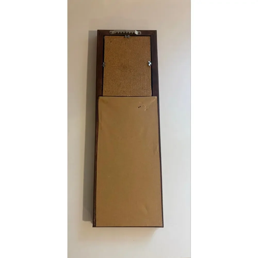 Vintage Wooden Mirror with Bird Cross Stitch
